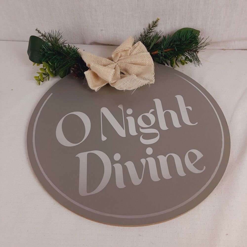 Christmas Wooden Wall Hanging Picture Door Decoration "O Night Divine" Elegant